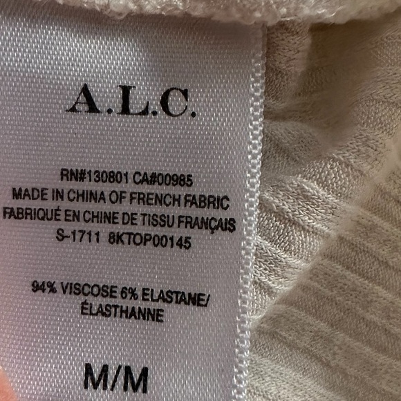 A.L.C. White Navy Blue Ribbed Knit Top m - Picture 9 of 9